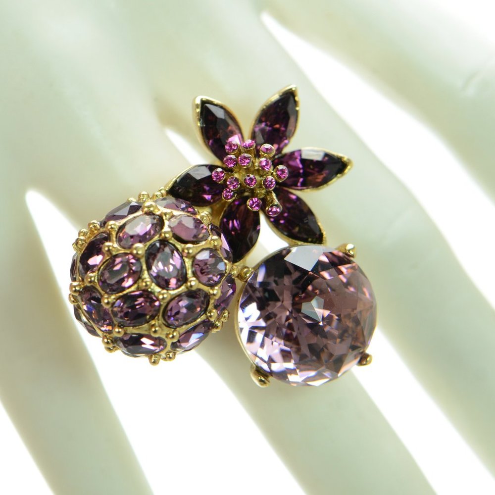 Oscar de la Renta Crystal Glass LARGE Ring
